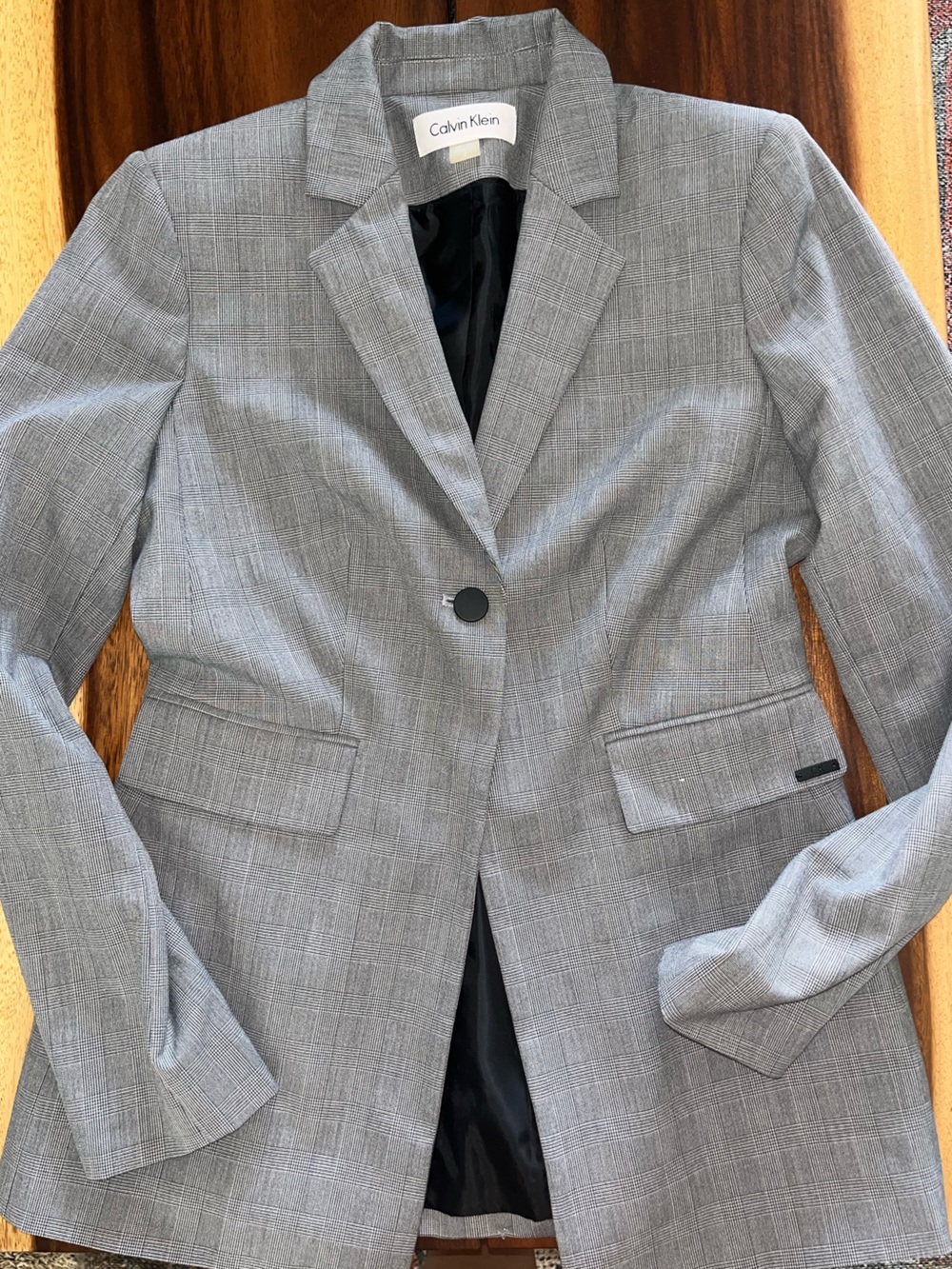 Calvin Klein Women's Gray Plaid Blazer